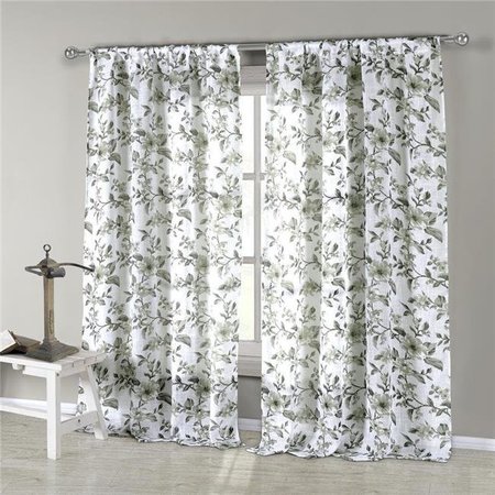 DUCK RIVER Kensie LYPGO=12 /3896 Pole Top Curtains - Window Curtain Panel Set - Floral Leaf - 54"W x 84"L - Grey & Olive Green LYPGO=12 /3896